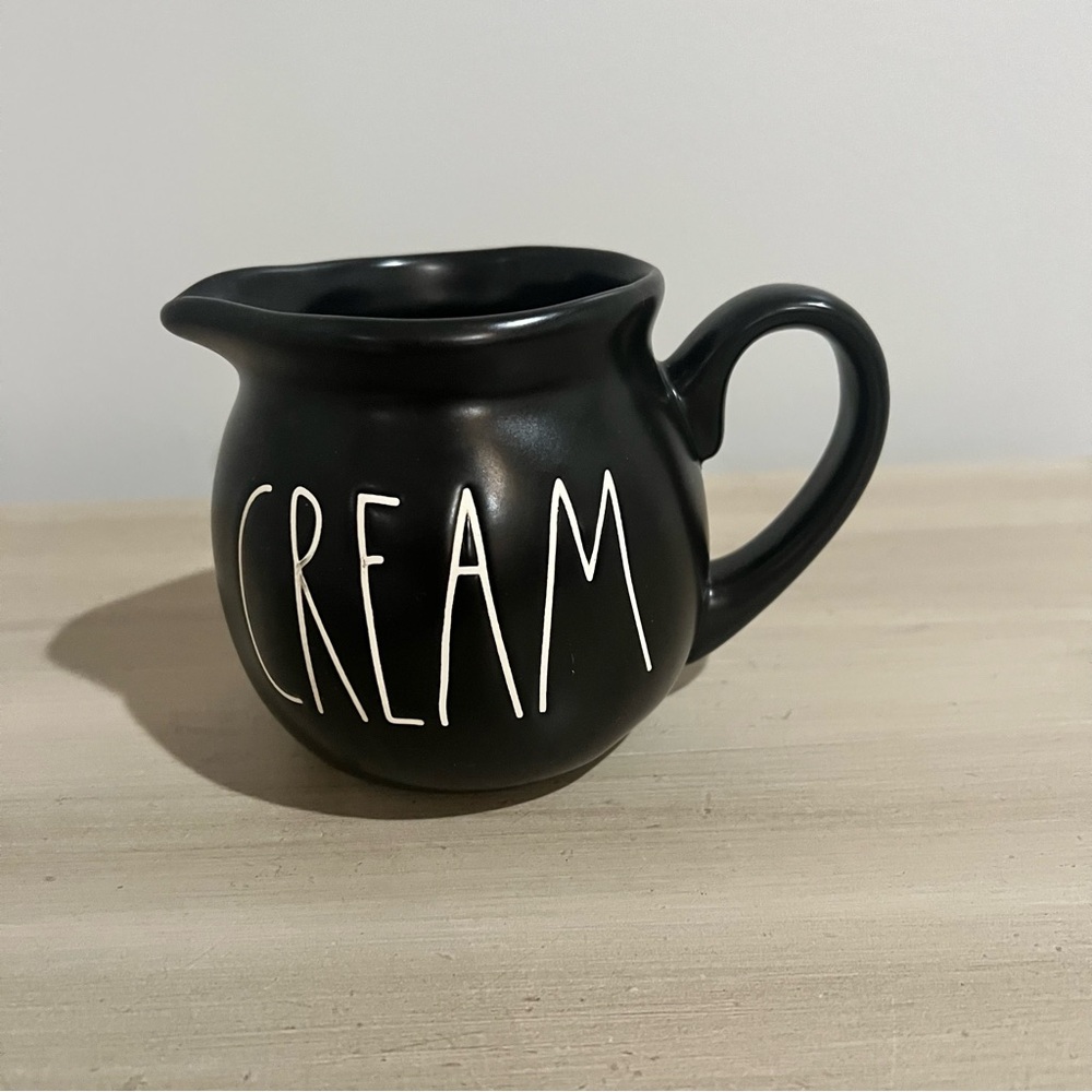 Rae Dunn Black Ceramic Farmhouse Cream Pitcher